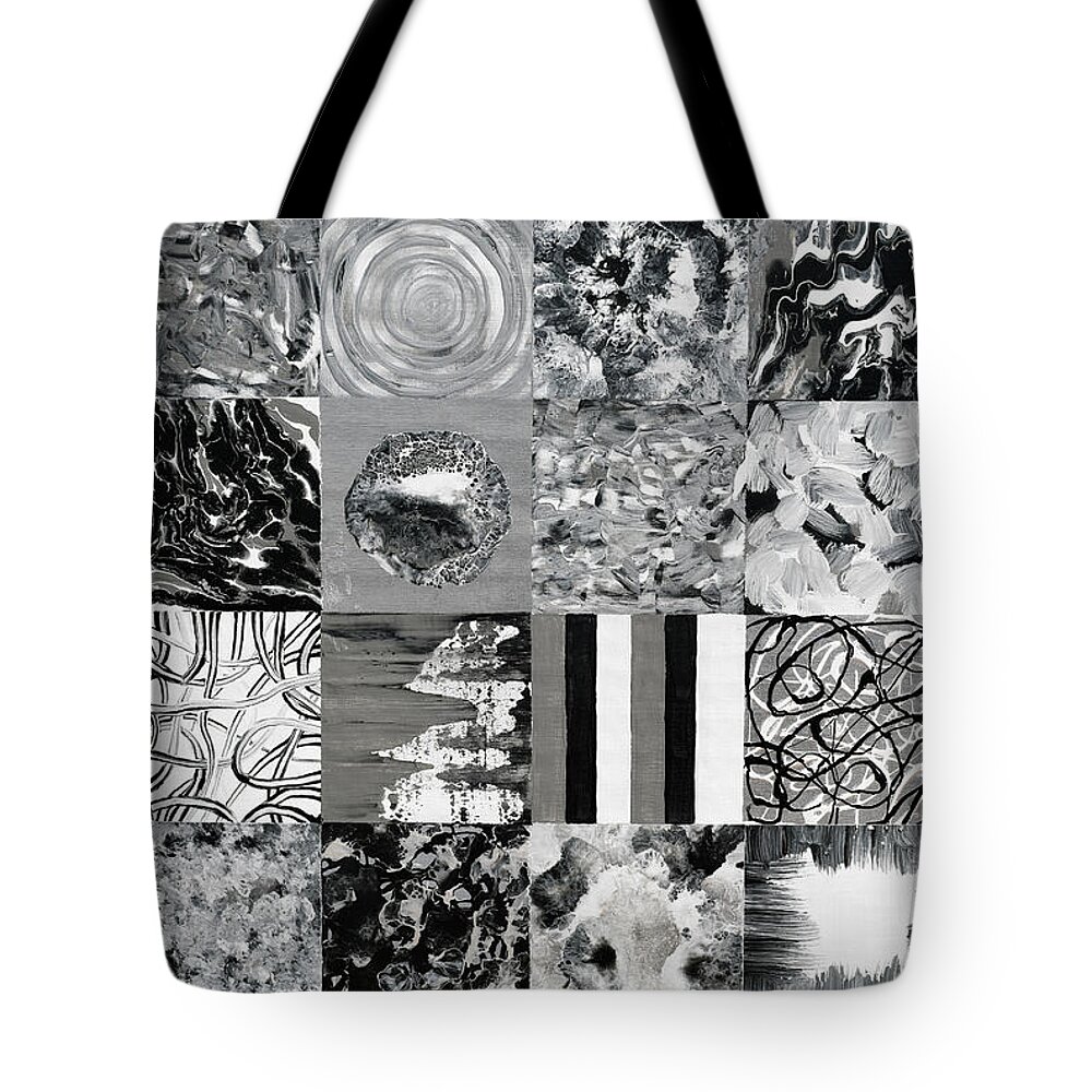 Black And White Tote Bag featuring the painting Untitled no 17 #1 by Sumit Mehndiratta