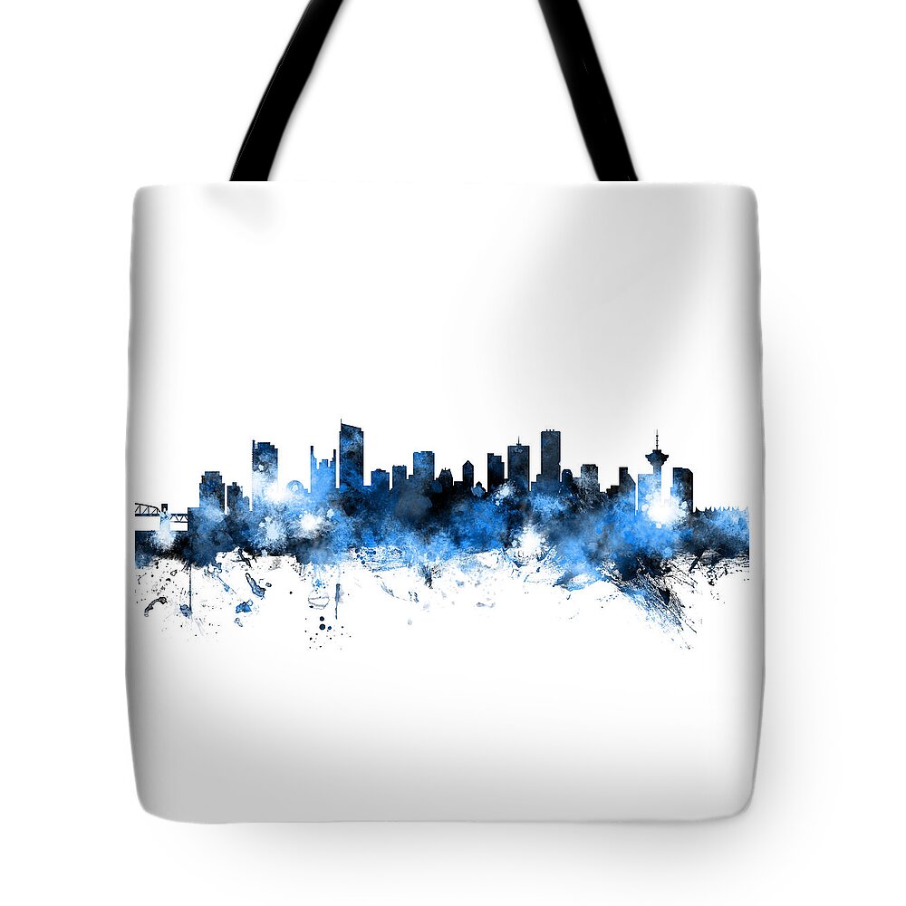 Vancouver Tote Bag featuring the digital art Vancouver Canada Skyline Panoramic by Michael Tompsett