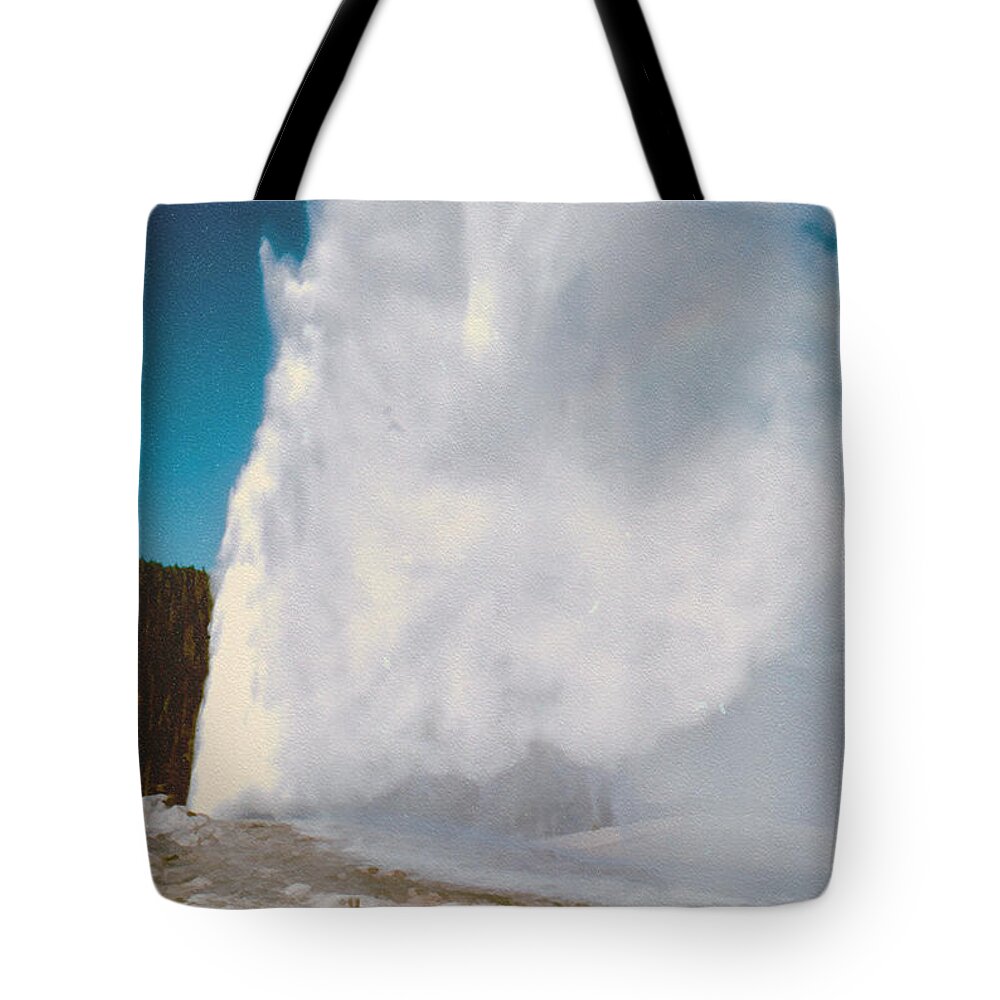  Tote Bag featuring the digital art Vintage Old Faithful #2 by Cathy Anderson