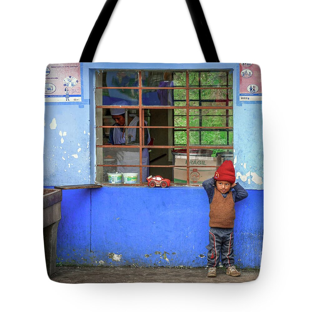 Peru Tote Bag featuring the photograph Waiting for mom #1 by David Meznarich