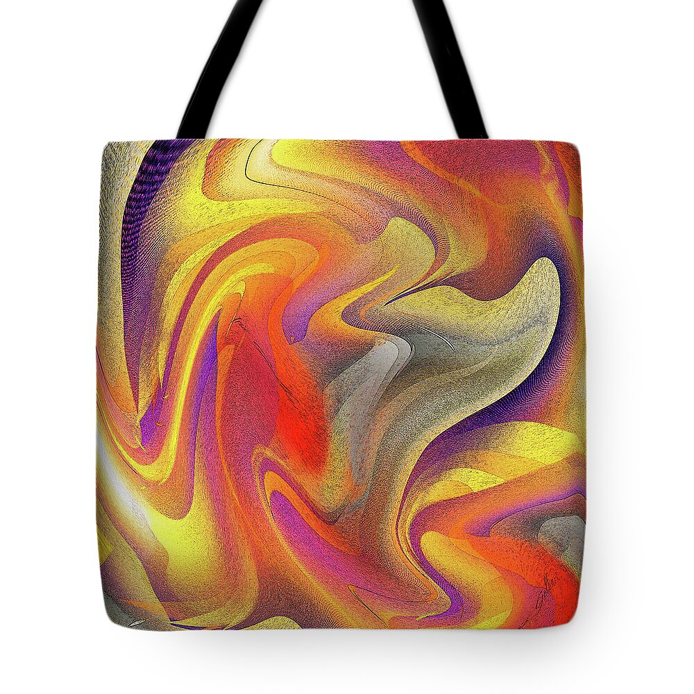Abstract Art Tote Bag featuring the digital art Warmth #1 by Iris Gelbart