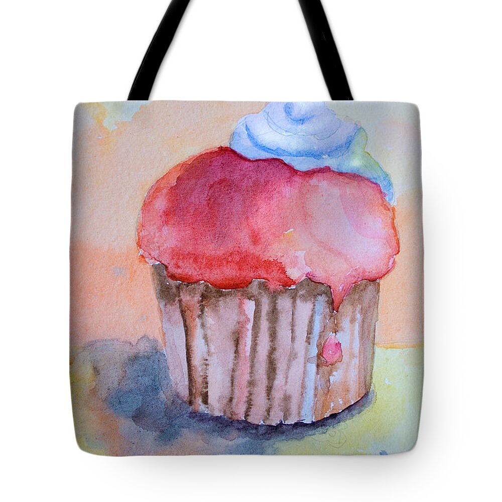 Artistic Tote Bag featuring the painting Watercolor illustration of cake #1 by Regina Jershova