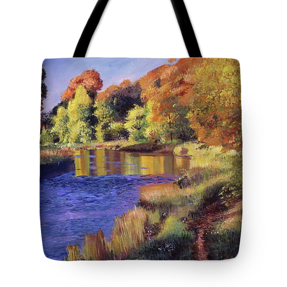 Landscape Tote Bag featuring the painting Whispering River #1 by David Lloyd Glover