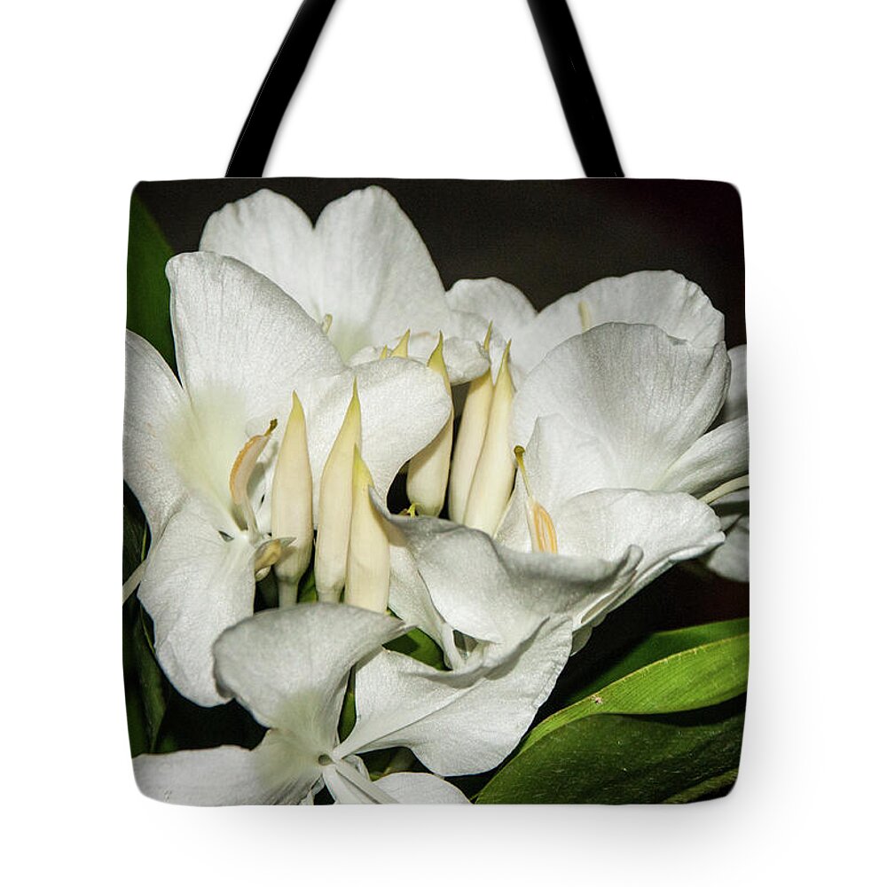  Tote Bag featuring the photograph White Flower #2 by James Gay