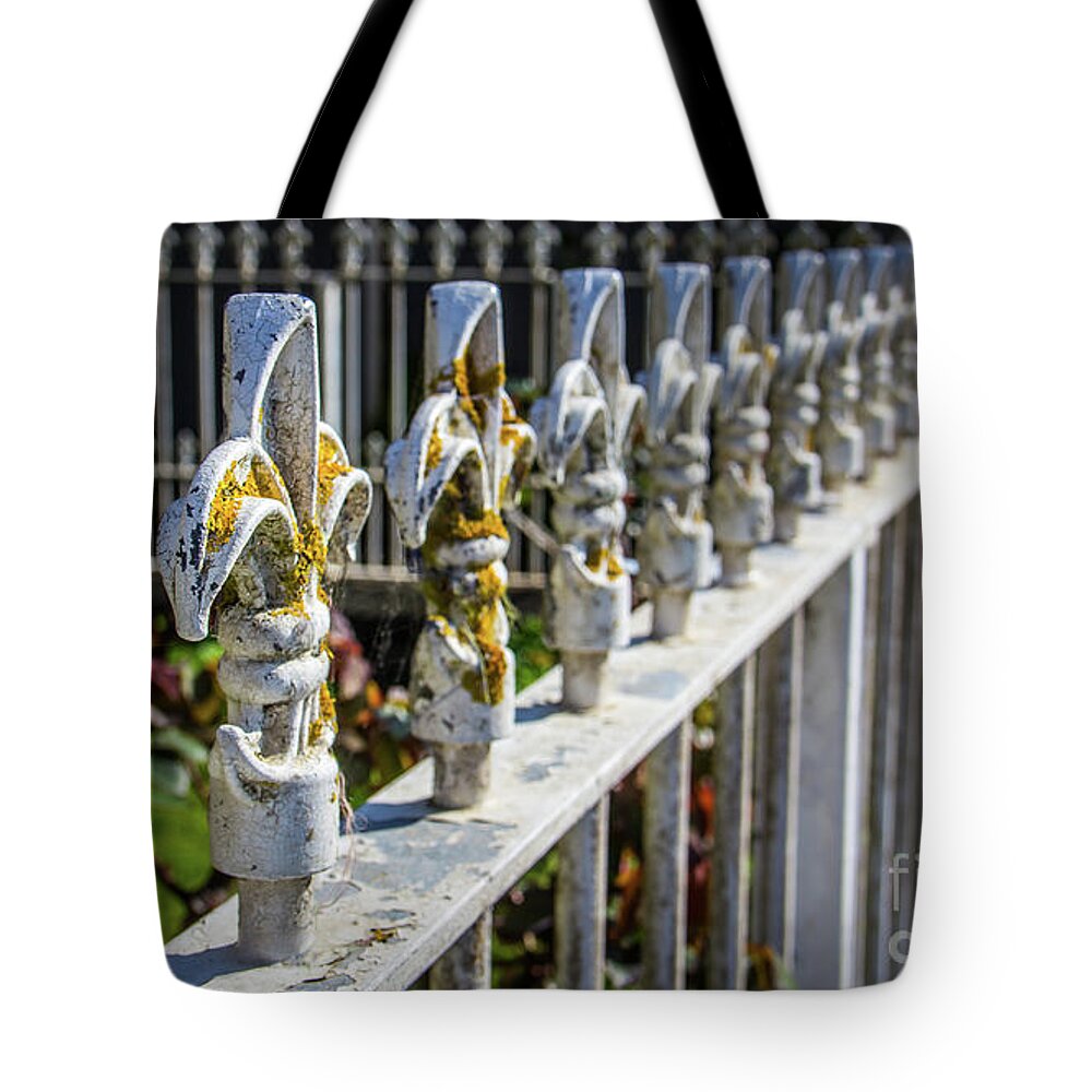 Fence Tote Bag featuring the photograph White Iron #1 by Perry Webster
