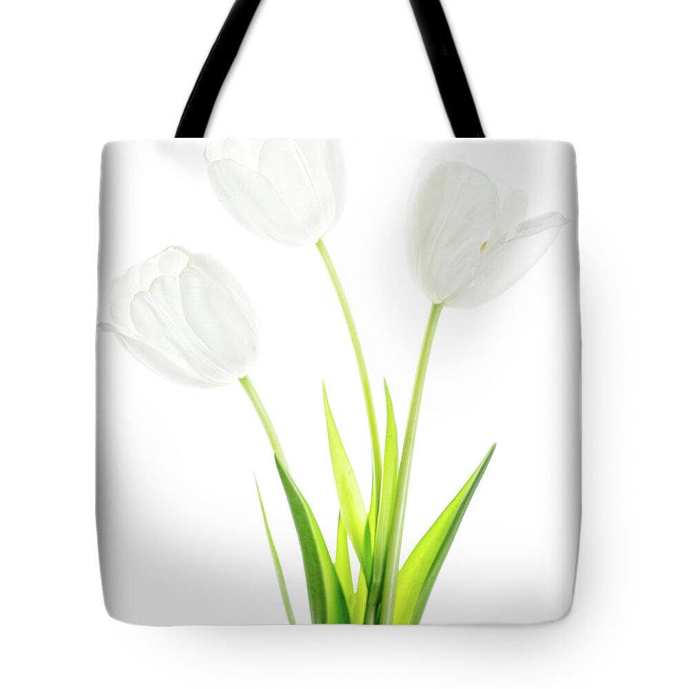 Tulips Tote Bag featuring the photograph White on White #1 by Rebecca Cozart