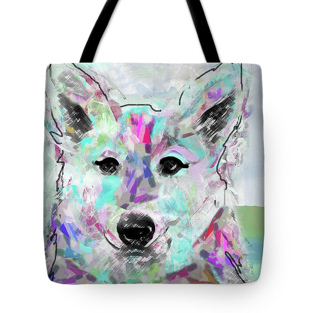 White Shepherd Tote Bag featuring the painting White Shepherd by Claudia Schoen