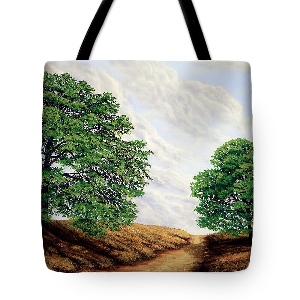 Windblown Clouds Tote Bag featuring the painting Windblown Clouds #1 by Frank Wilson