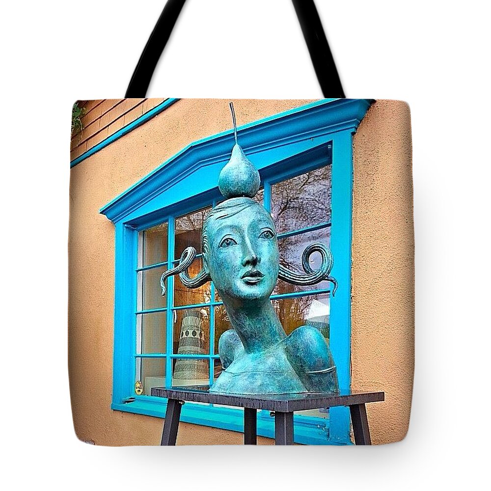 Beautiful Tote Bag featuring the photograph #windowshopping In #santafe #newmexico #1 by Austin Tuxedo Cat