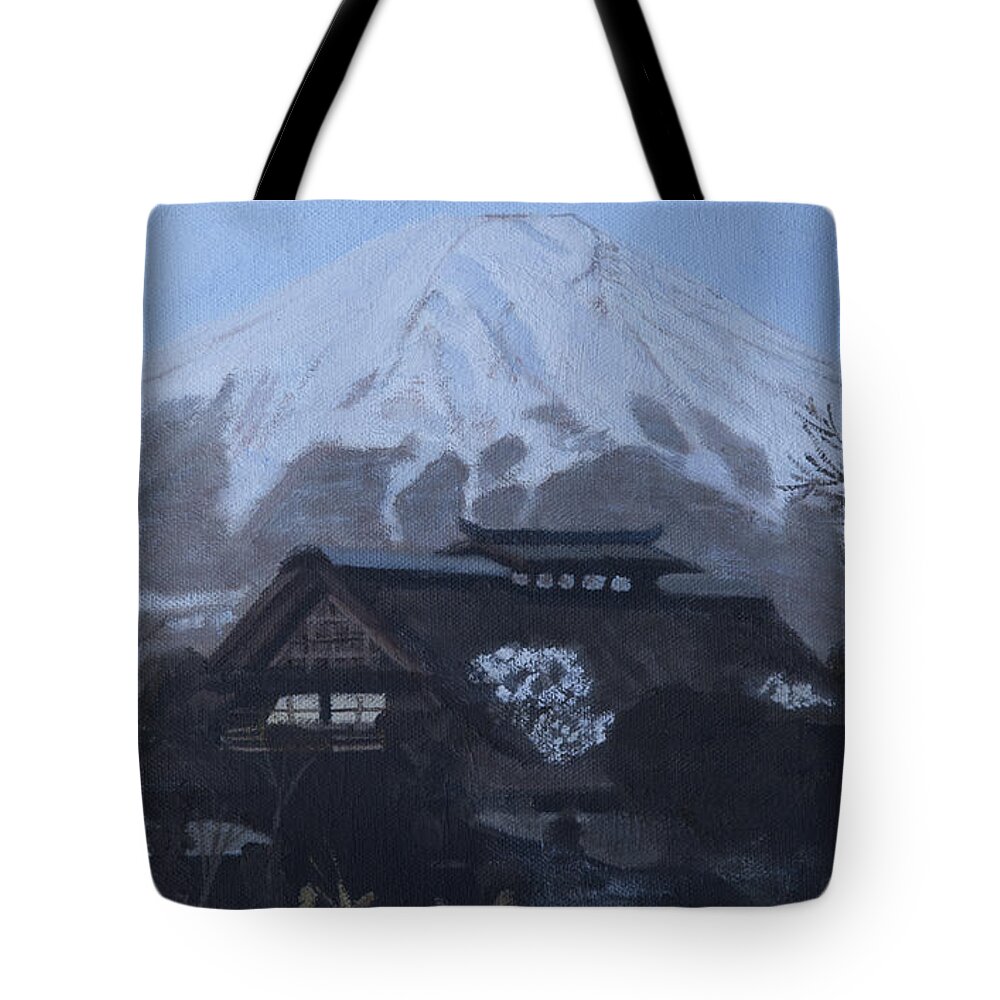Mountain Tote Bag featuring the painting Winter Morning #1 by Masami Iida