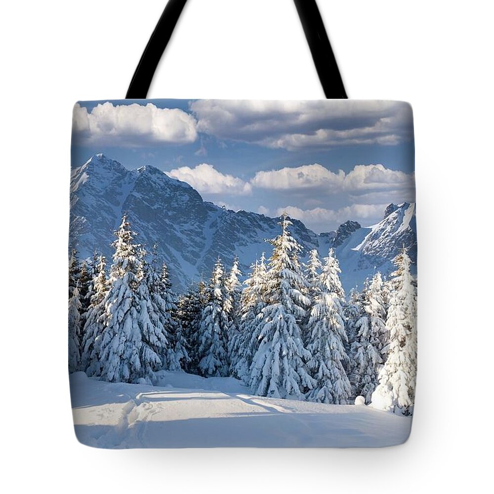 Winter Tote Bag featuring the digital art Winter #1 by Super Lovely