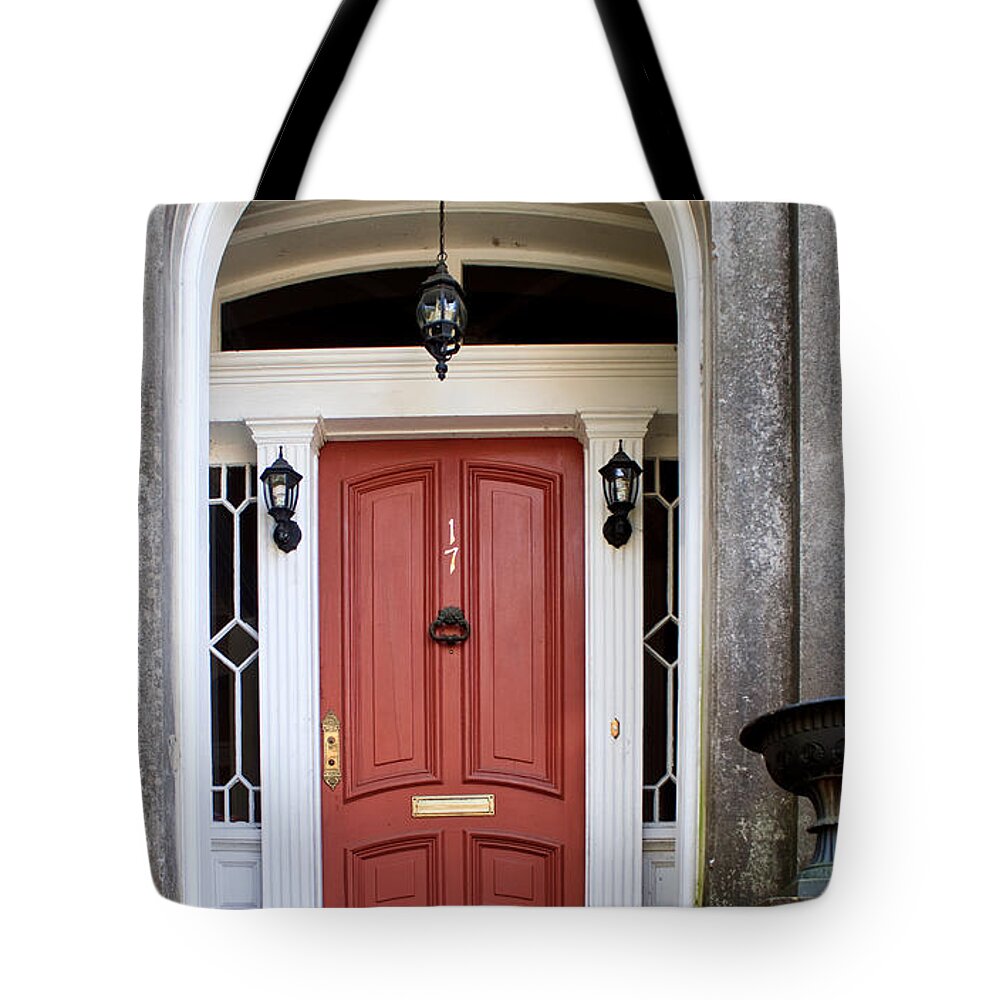 Wooden Tote Bag featuring the photograph Wooden Door Savannah by Thomas Marchessault