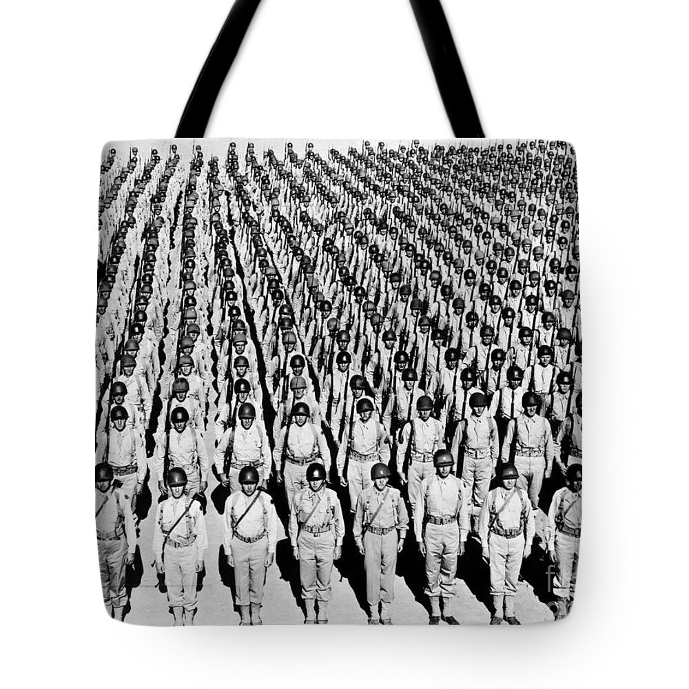 1940s Tote Bag featuring the photograph Wwii U.s. Army Infantry #1 by H. Armstrong Roberts/ClassicStock