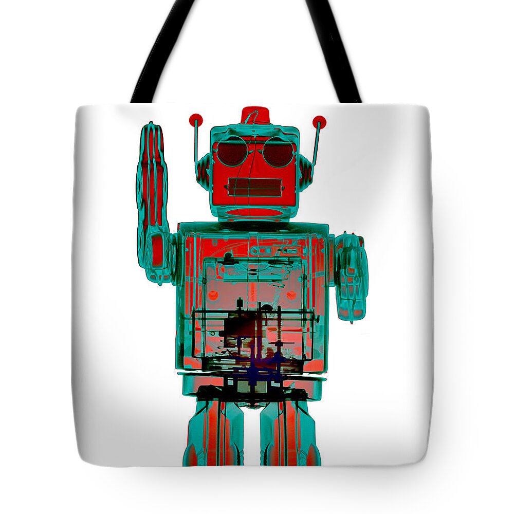 X-ray Art Tote Bag featuring the photograph 4N0D3 X-ray Robot Art #3 by Roy Livingston