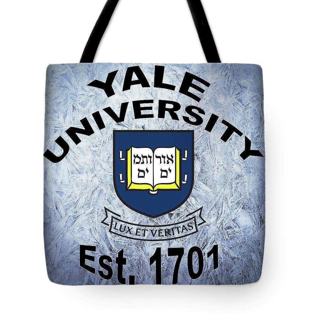 Yale Tote Bag featuring the digital art Yale University Est 1701 #1 by Movie Poster Prints