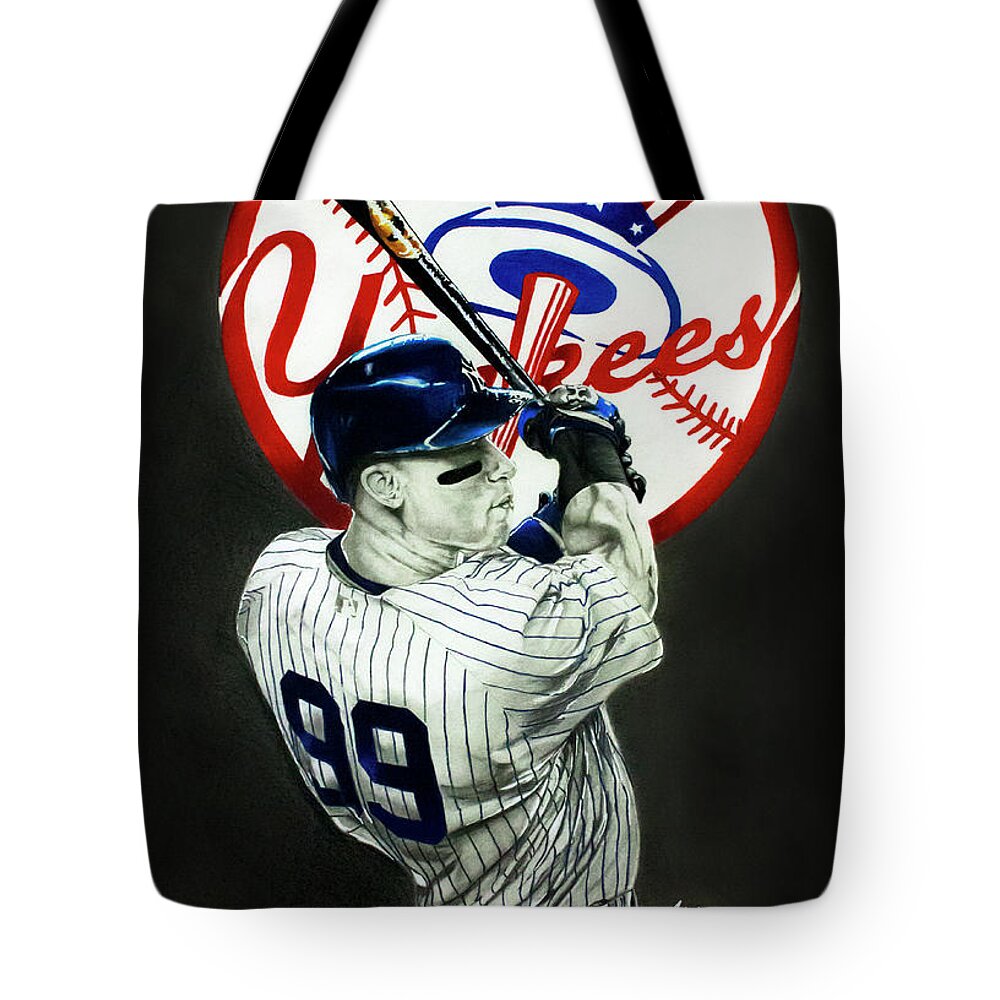 Yankees Aaron Judge #99 Tote Bag by Chris Volpe - Pixels