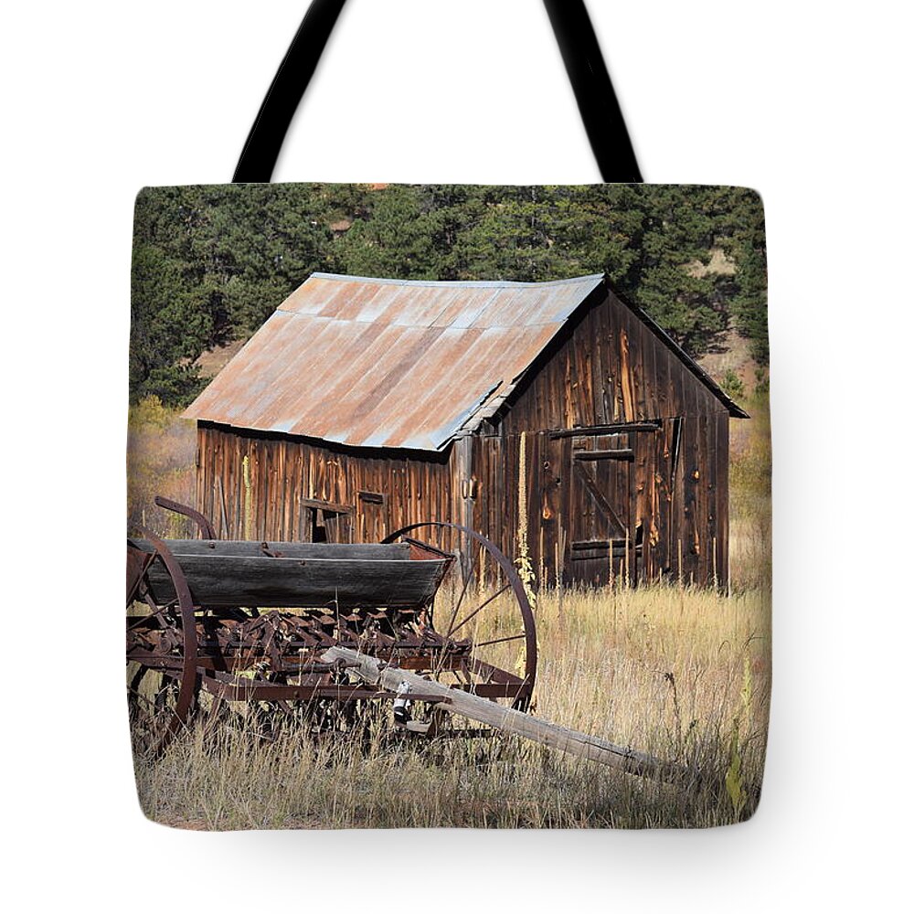 Old Tote Bag featuring the photograph Seed Tiller - Barn Westcliffe CO by Margarethe Binkley