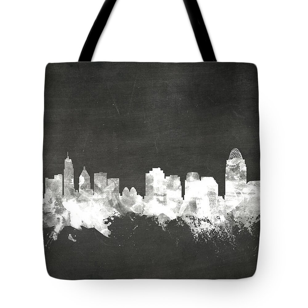 United States Tote Bag featuring the digital art Cincinnati Ohio Skyline #10 by Michael Tompsett