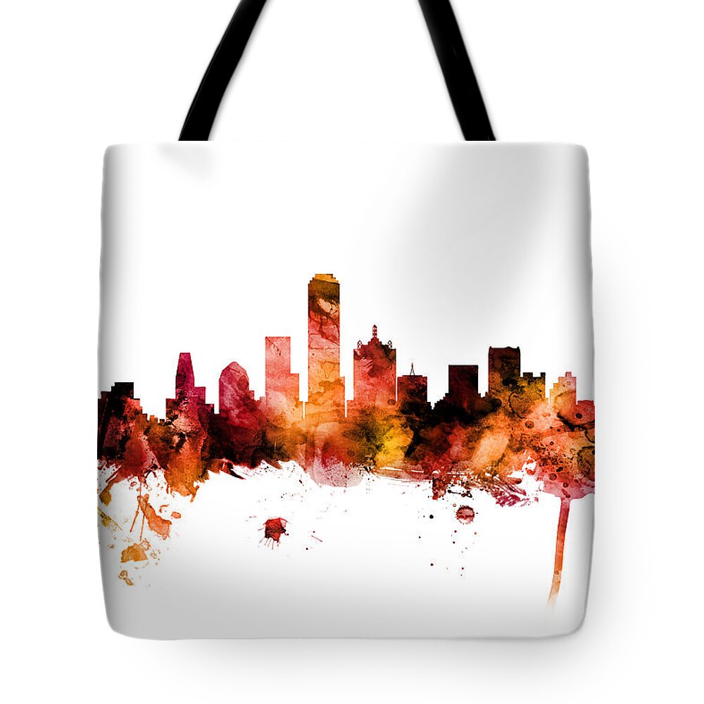 United States Tote Bag featuring the digital art Dallas Texas Skyline by Michael Tompsett