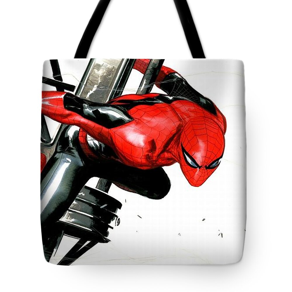Spider-man Tote Bag featuring the digital art Spider-Man #10 by Super Lovely
