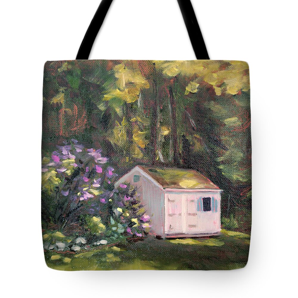 Rhododendron Tote Bag featuring the painting 101 Blooms by Trina Teele