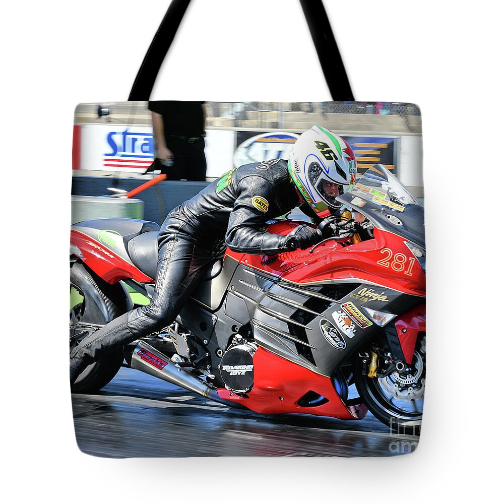 Motorcycle Tote Bag featuring the photograph Mancup SGMP 2017 by JT #108 by Jack Norton