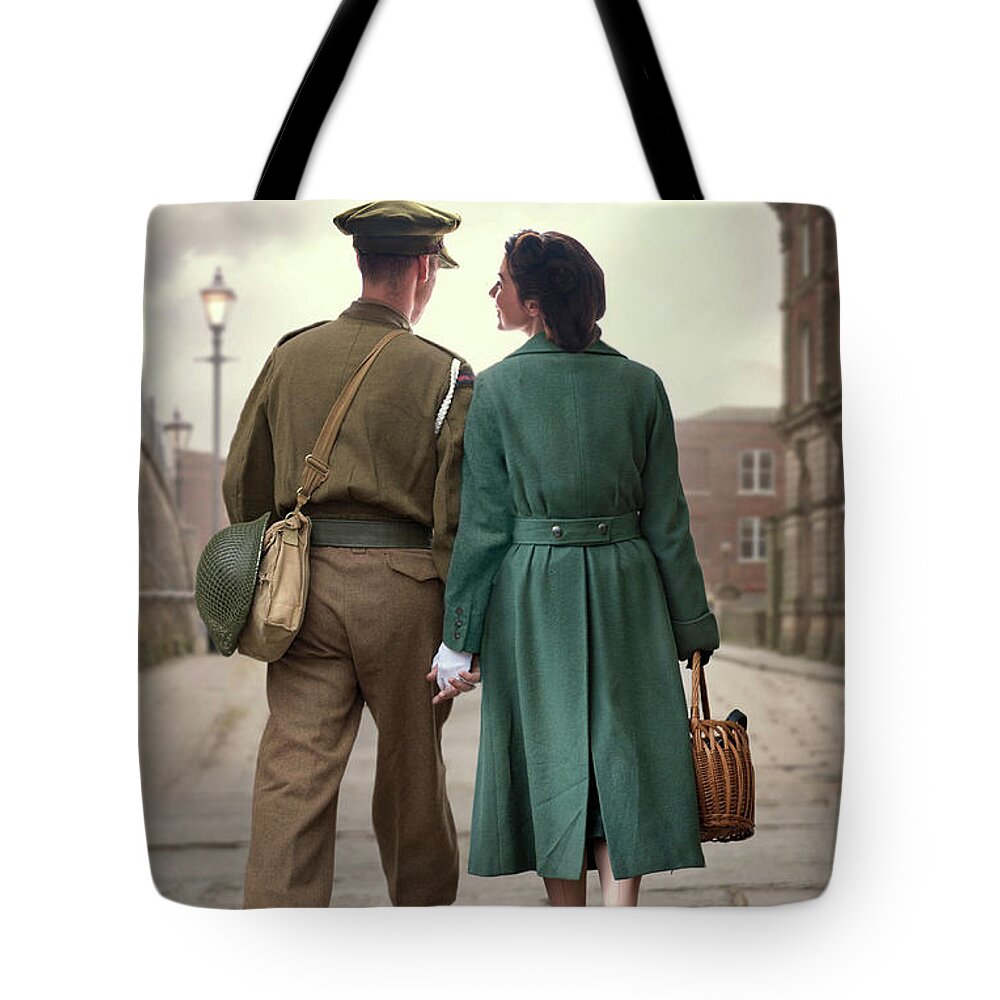 Woman Tote Bag featuring the photograph 1940s Couple #11 by Lee Avison