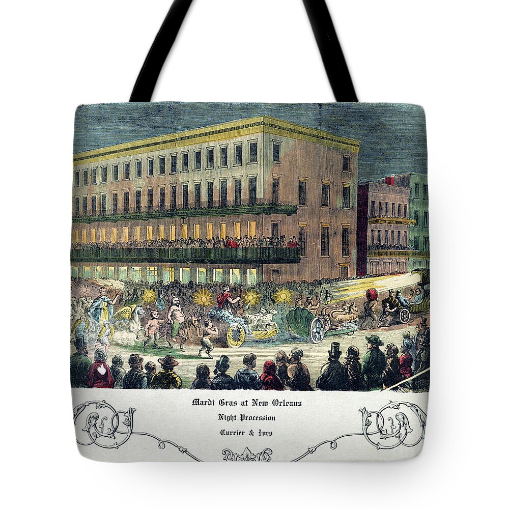1885 Tote Bag featuring the drawing New Orleans, Mardi Gras. #11 by Granger