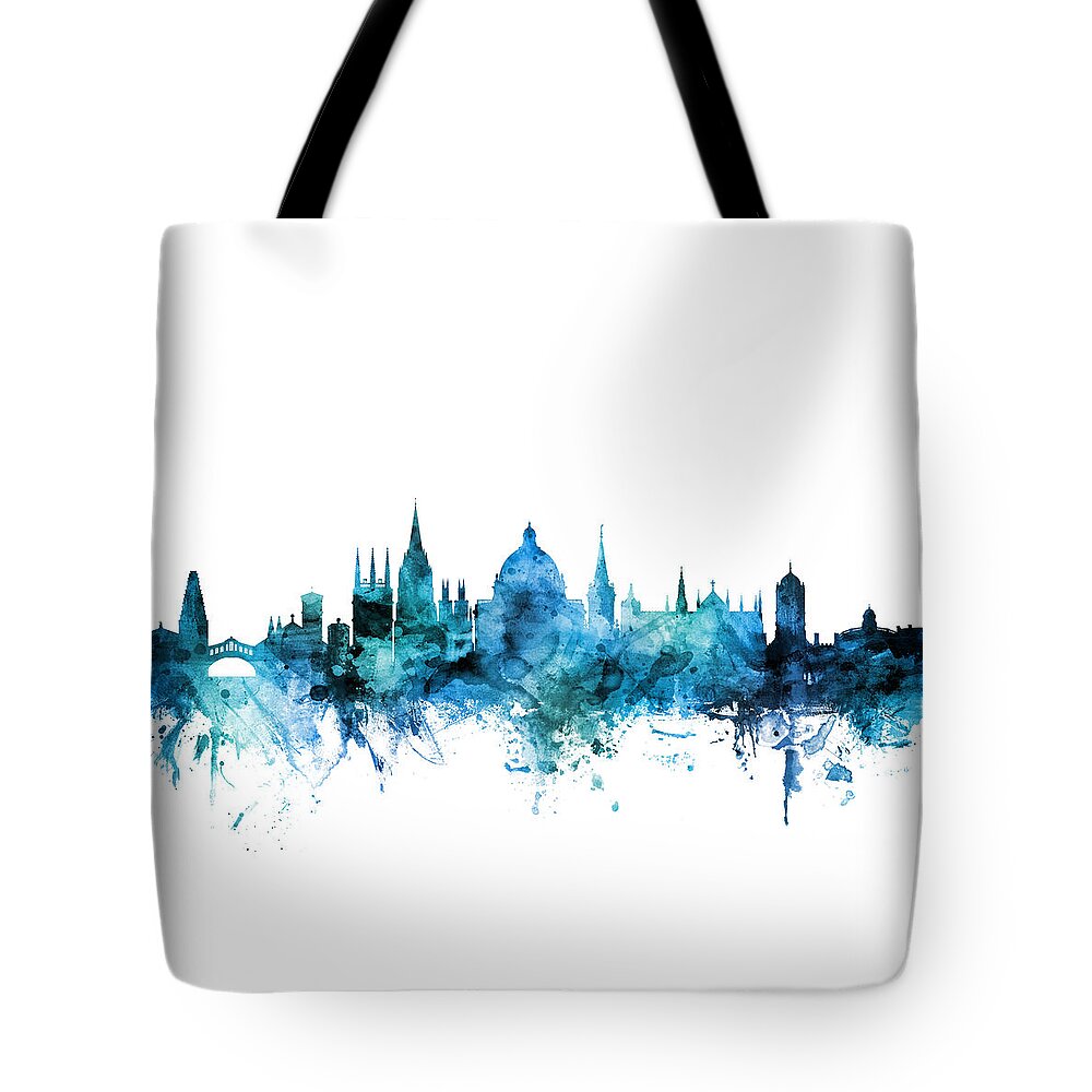 Oxford Tote Bag featuring the digital art Oxford England Skyline by Michael Tompsett