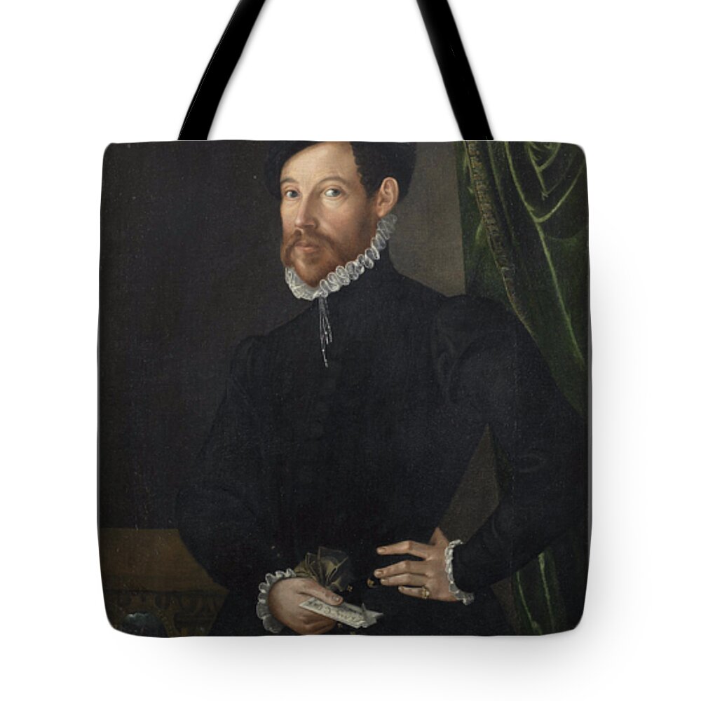 North Italian School Late 16th Century Portrait Of A Gentleman Tote Bag featuring the painting Portrait of a gentleman by MotionAge Designs
