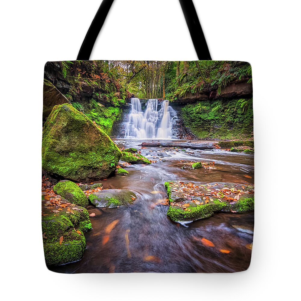 Waterfall Tote Bag featuring the photograph Goit Stock Waterfall #11 by Mariusz Talarek