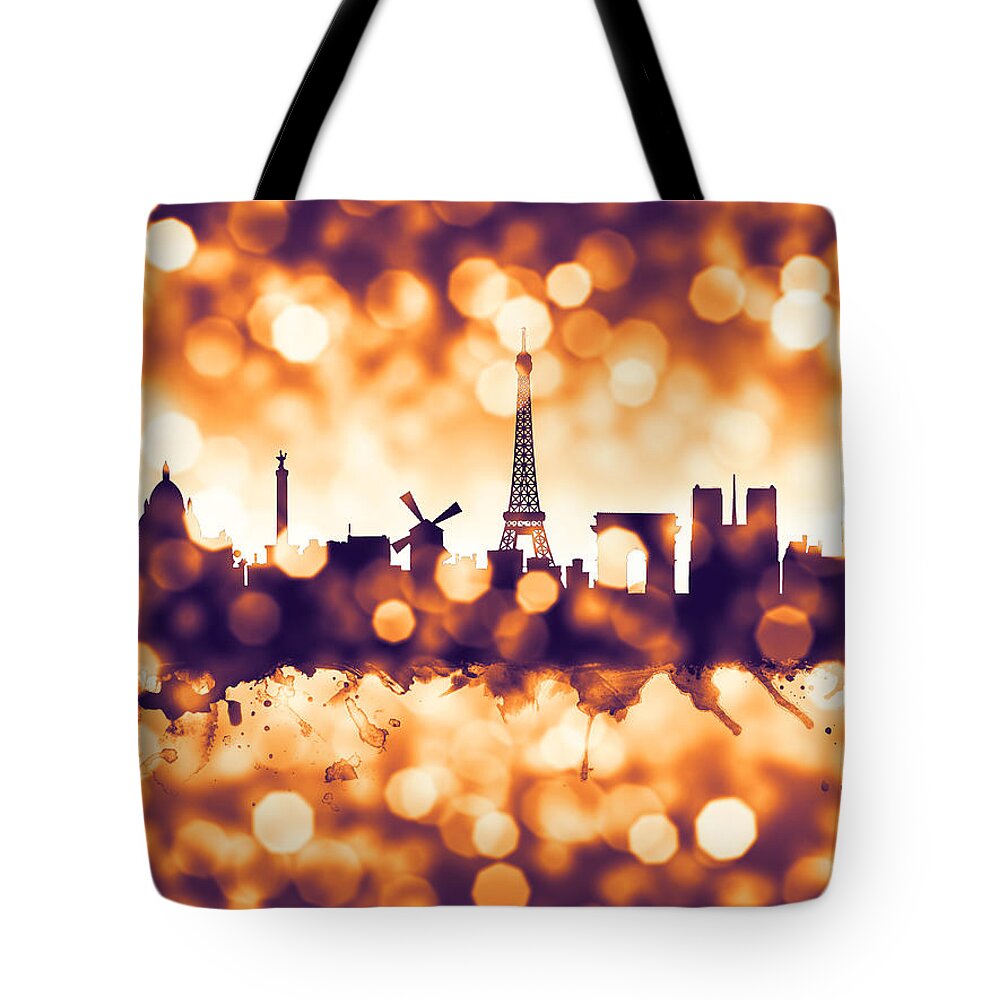 Paris Tote Bag featuring the digital art Paris France Skyline #12 by Michael Tompsett
