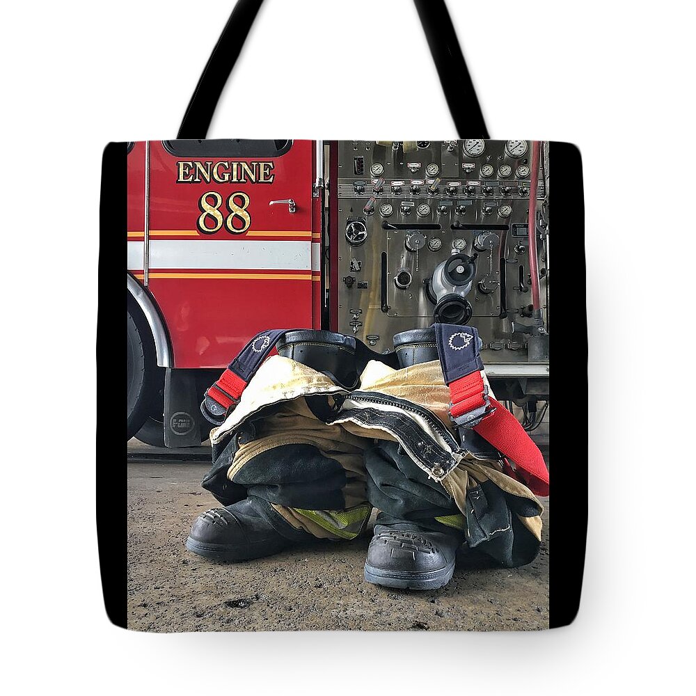 Fireman Tote Bag featuring the photograph 12 Seconds by Bert Peake