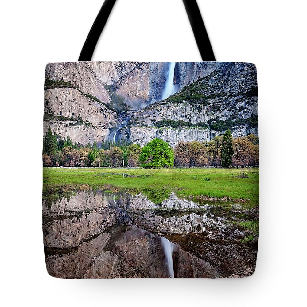 Yosemite Tote Bag featuring the photograph 1248 Yosemite Falls Reflection by Steve Sturgill
