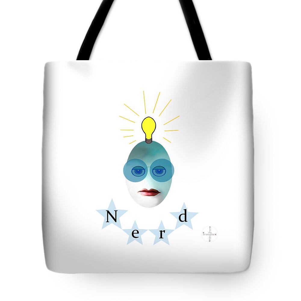 1282 - Nerd T Shirt Design Tote Bag featuring the painting 1282 - Nerd T shirt design by Irmgard Schoendorf Welch