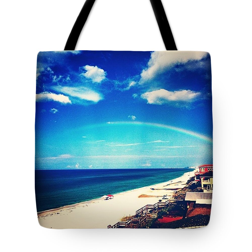 Beach Tote Bag featuring the photograph Beach Rainbow by Elle Jay