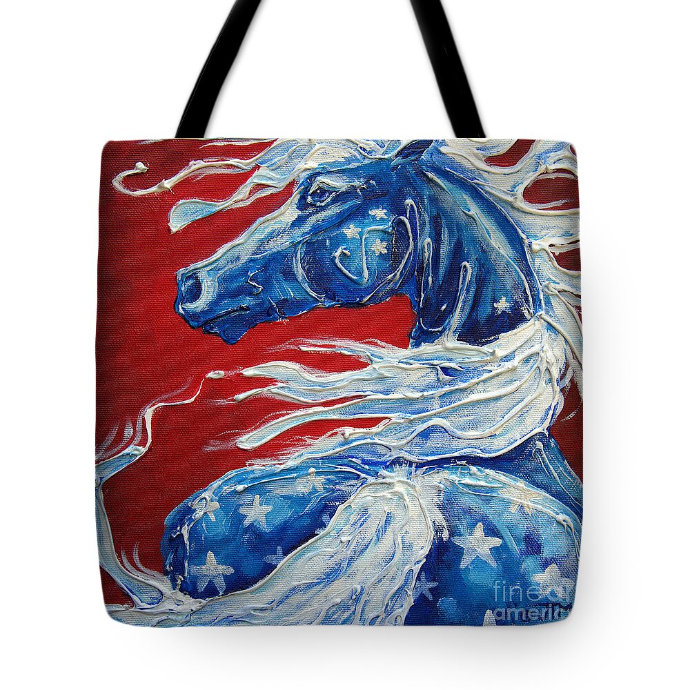 Horse Tote Bag featuring the painting #14 July 4th #14 by Jonelle T McCoy