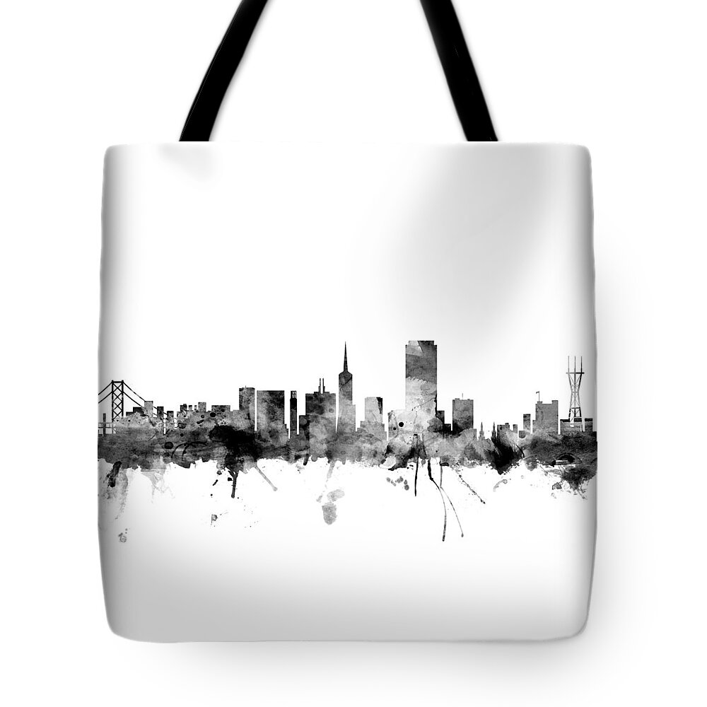 San Francisco Tote Bag featuring the digital art San Francisco City Skyline #14 by Michael Tompsett