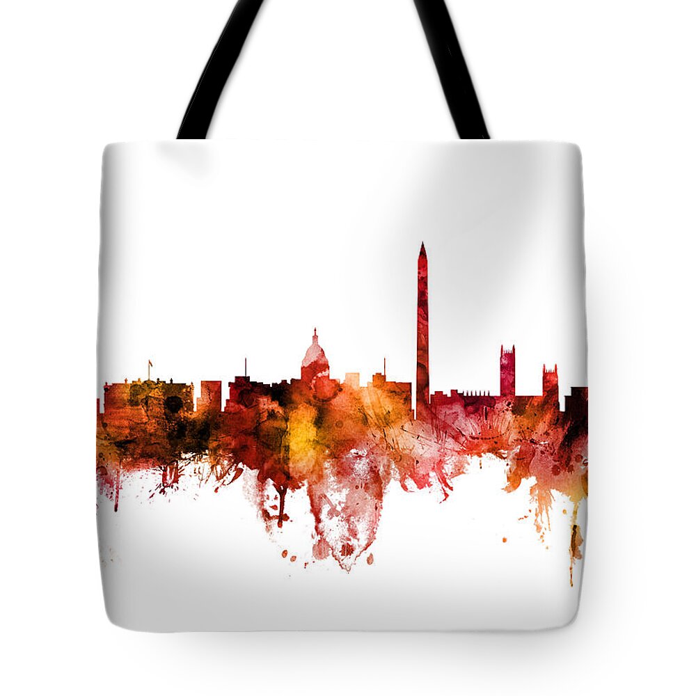 Skyline Tote Bag featuring the digital art Washington DC Skyline by Michael Tompsett