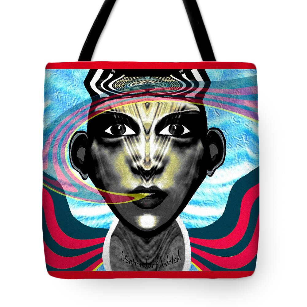 Woman Tote Bag featuring the digital art 146 - Alien Breath A #146 by Irmgard Schoendorf Welch