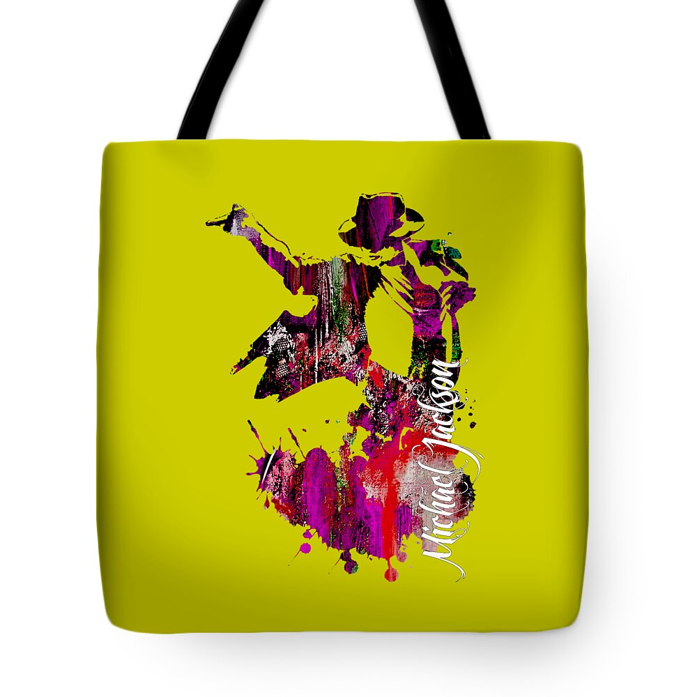 Michael Jackson Art Tote Bag featuring the mixed media Michael Jackson Collection #16 by Marvin Blaine