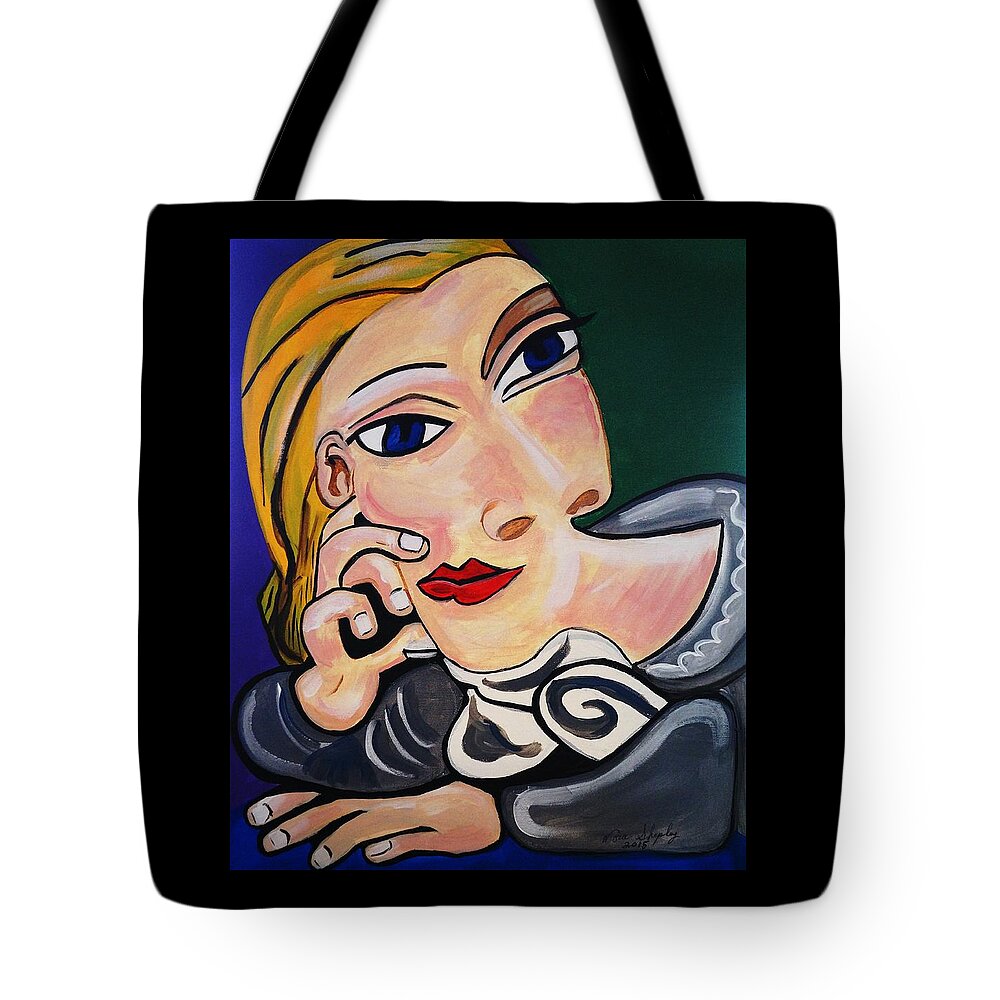Picasso Tote Bag featuring the painting Thinker by Nora Shepley