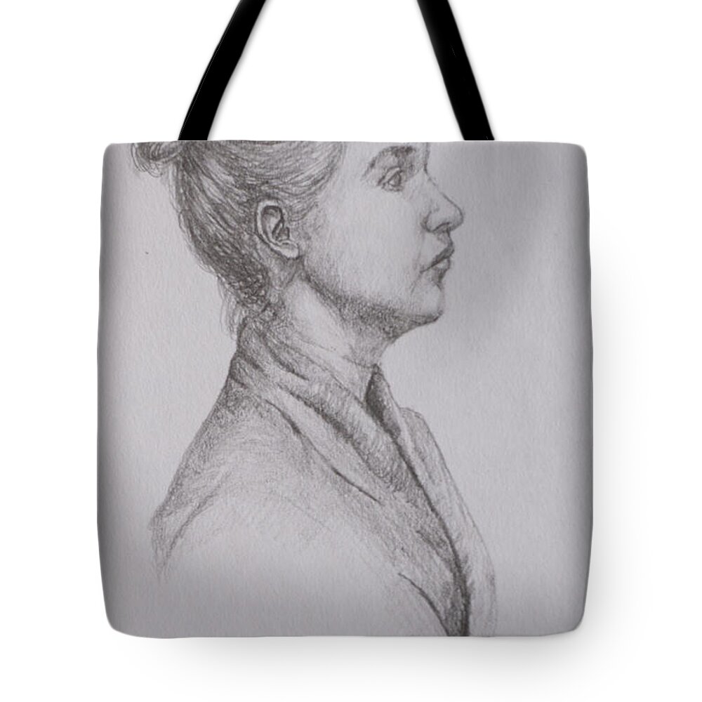 Beauty Tote Bag featuring the drawing Profile by Masami Iida