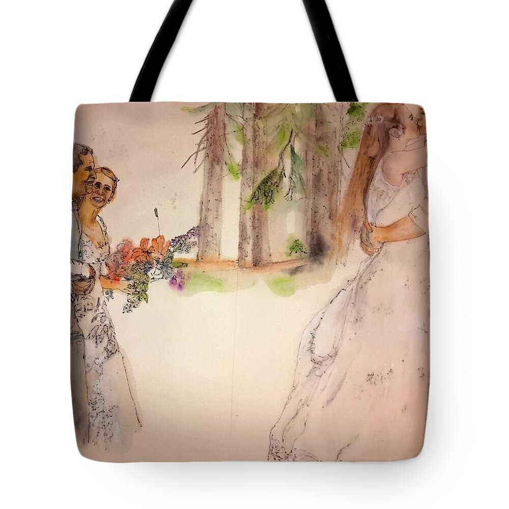 Wedding. Summer Tote Bag featuring the painting The Wedding Album #15 by Debbi Saccomanno Chan
