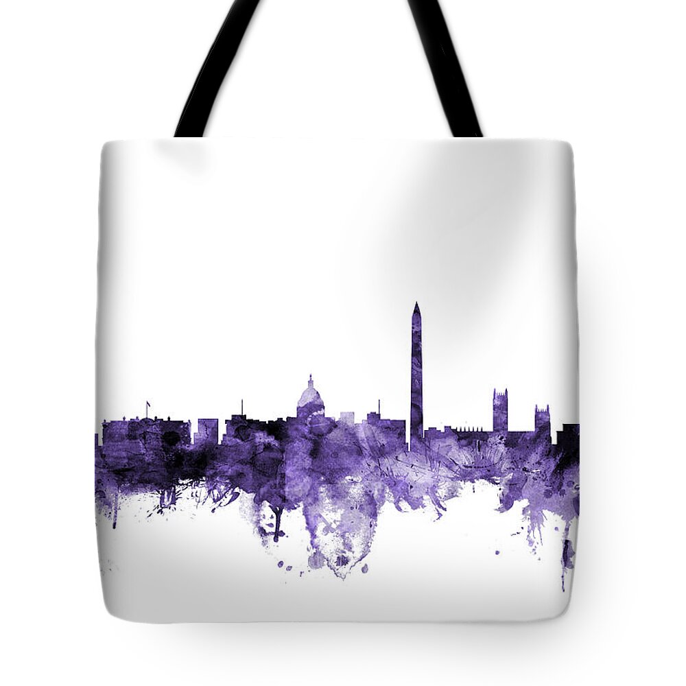 Skyline Tote Bag featuring the digital art Washington DC Skyline #15 by Michael Tompsett