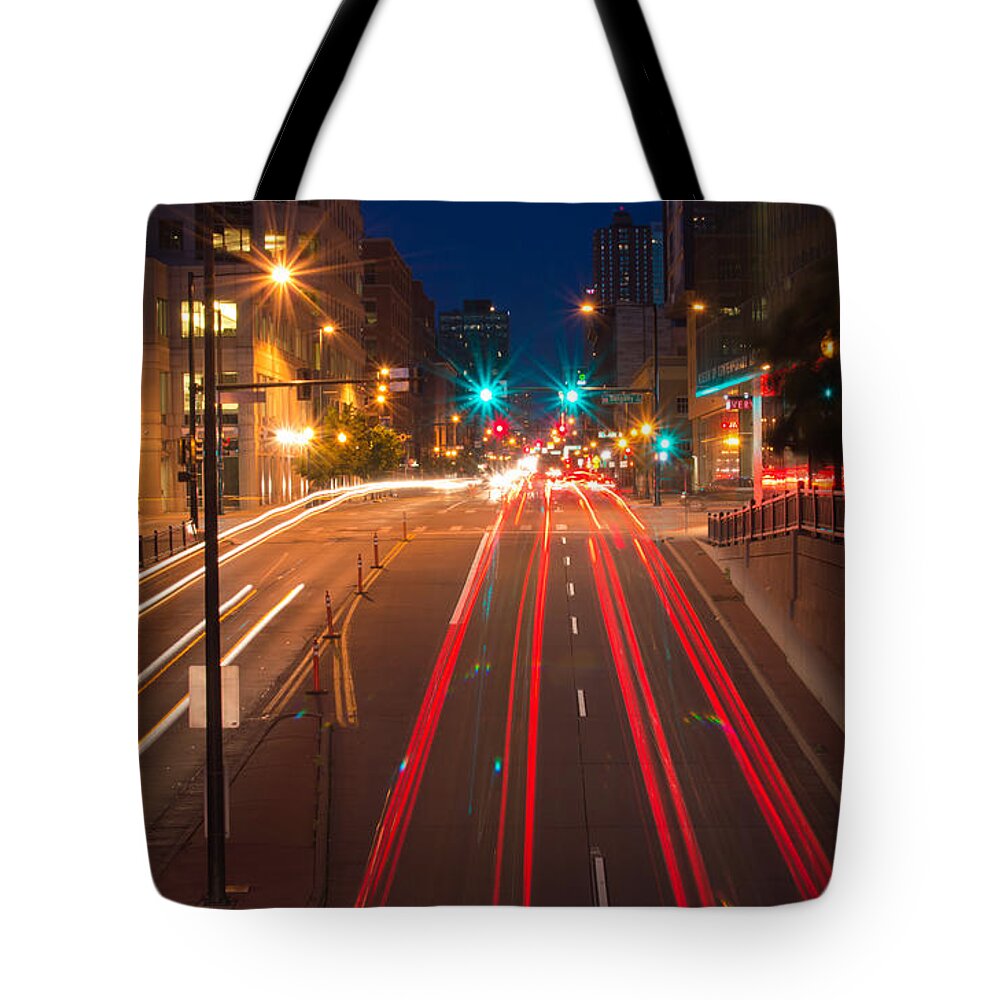 Long Exposure Tote Bag featuring the photograph 15th Street by Stephen Holst