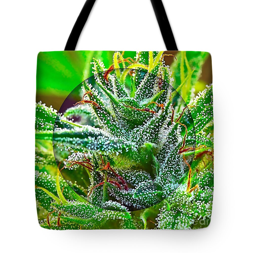 Cannabis Tote Bag featuring the mixed media Cannabis 420 Collection #16 by Marvin Blaine