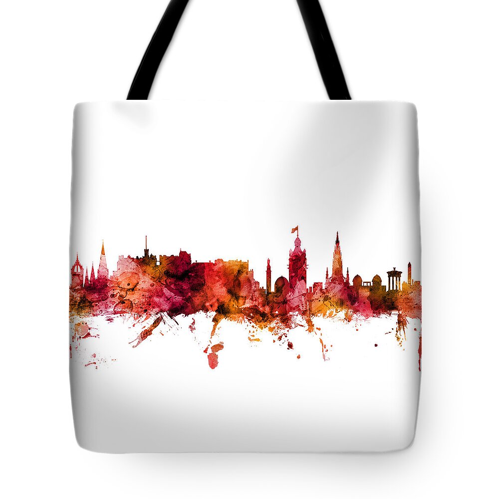 Skyline Tote Bag featuring the digital art Edinburgh Scotland Skyline #16 by Michael Tompsett