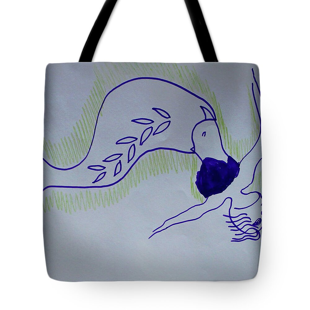 Jesus Tote Bag featuring the painting Mermaid #17 by Gloria Ssali