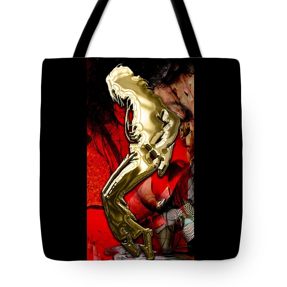 Michael Jackson Tote Bag featuring the mixed media Michael Jackson Collection #17 by Marvin Blaine